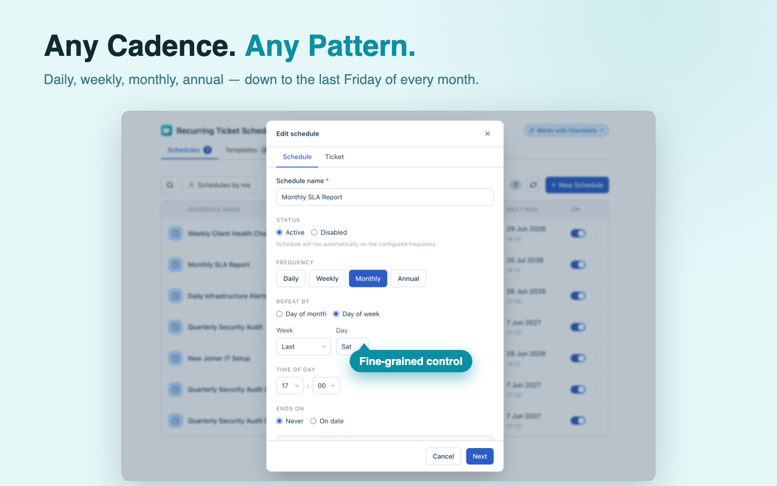 Flexible recurrence patterns