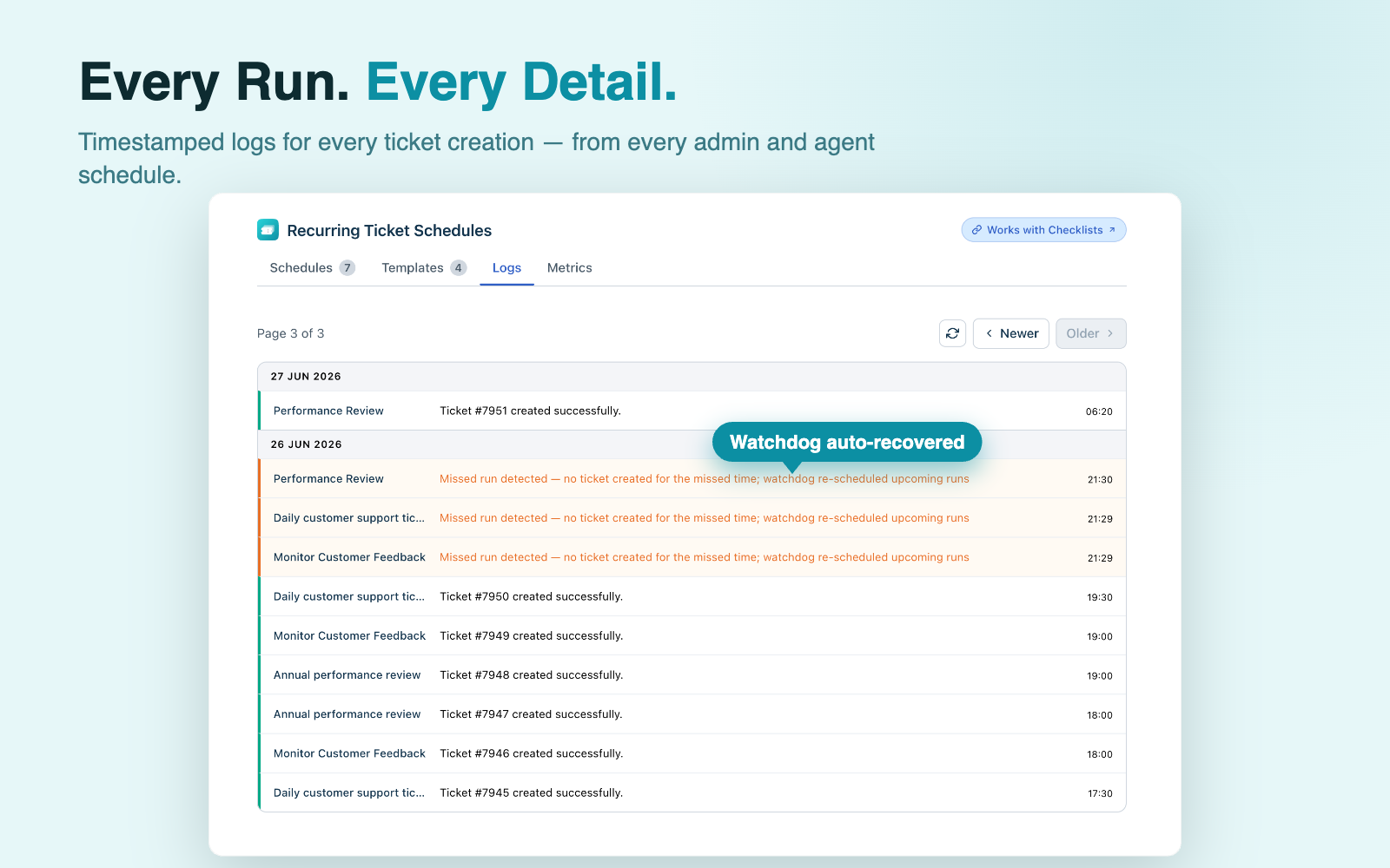 Execution logs