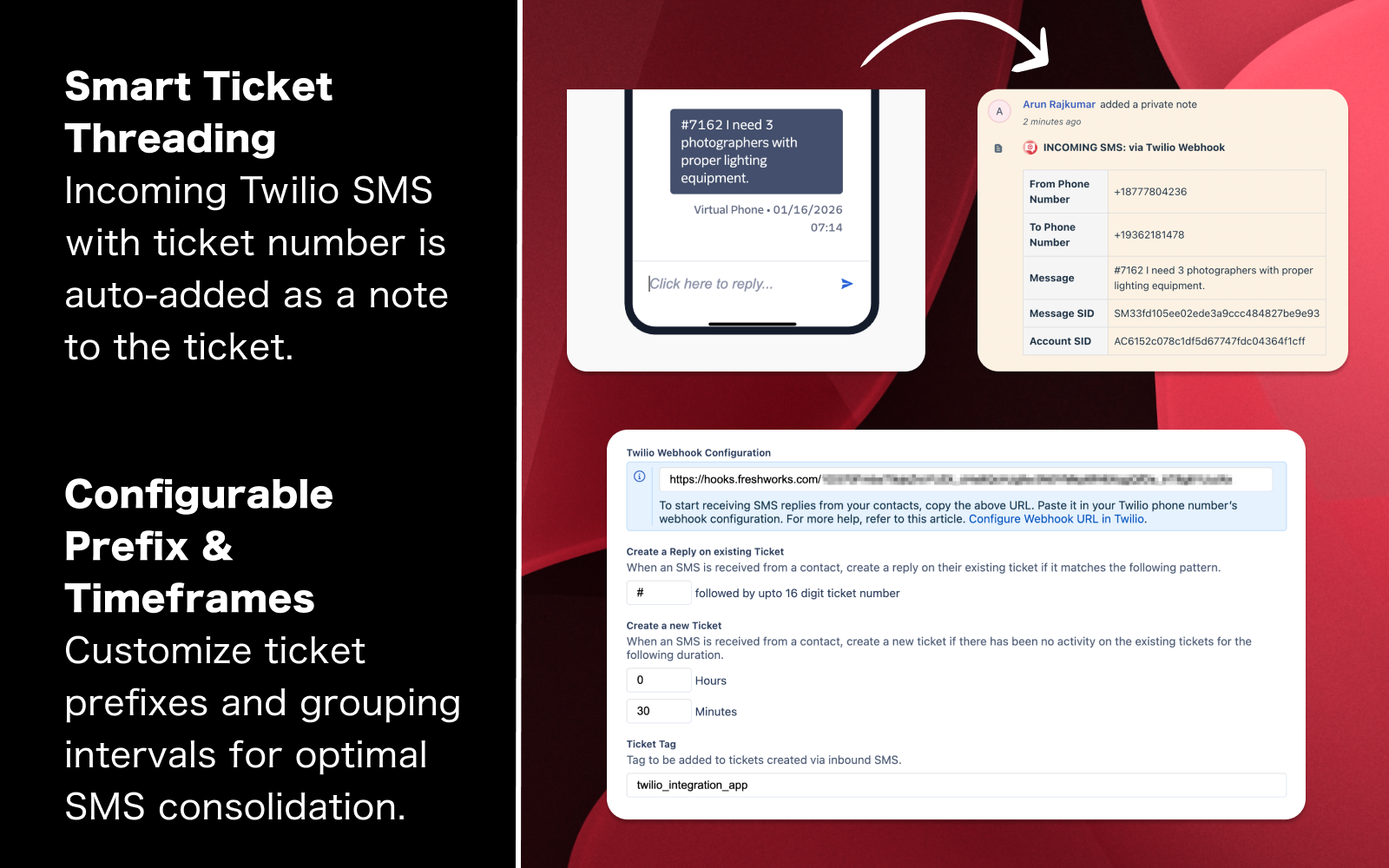 Smart ticket threading keeps follow-up messages in the same ticket